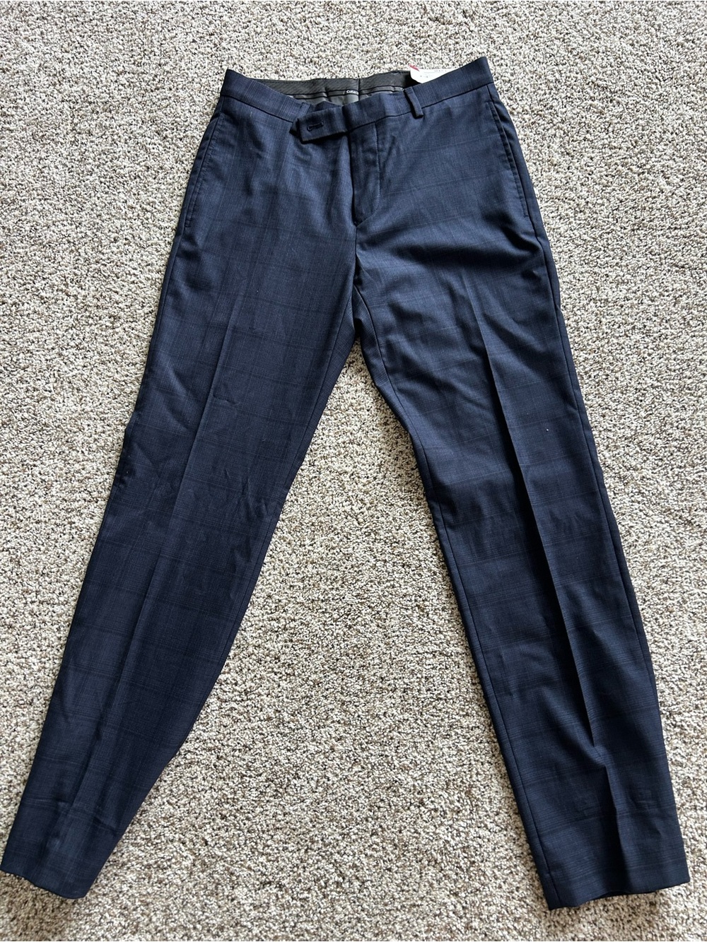 Calvin Klein Dark Navy Plaid 
Dress Pants 30x30